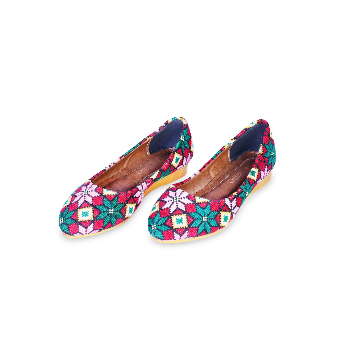 Graph Embroidered Flat Shoes | Hand-Stitched Ballet Flats 1