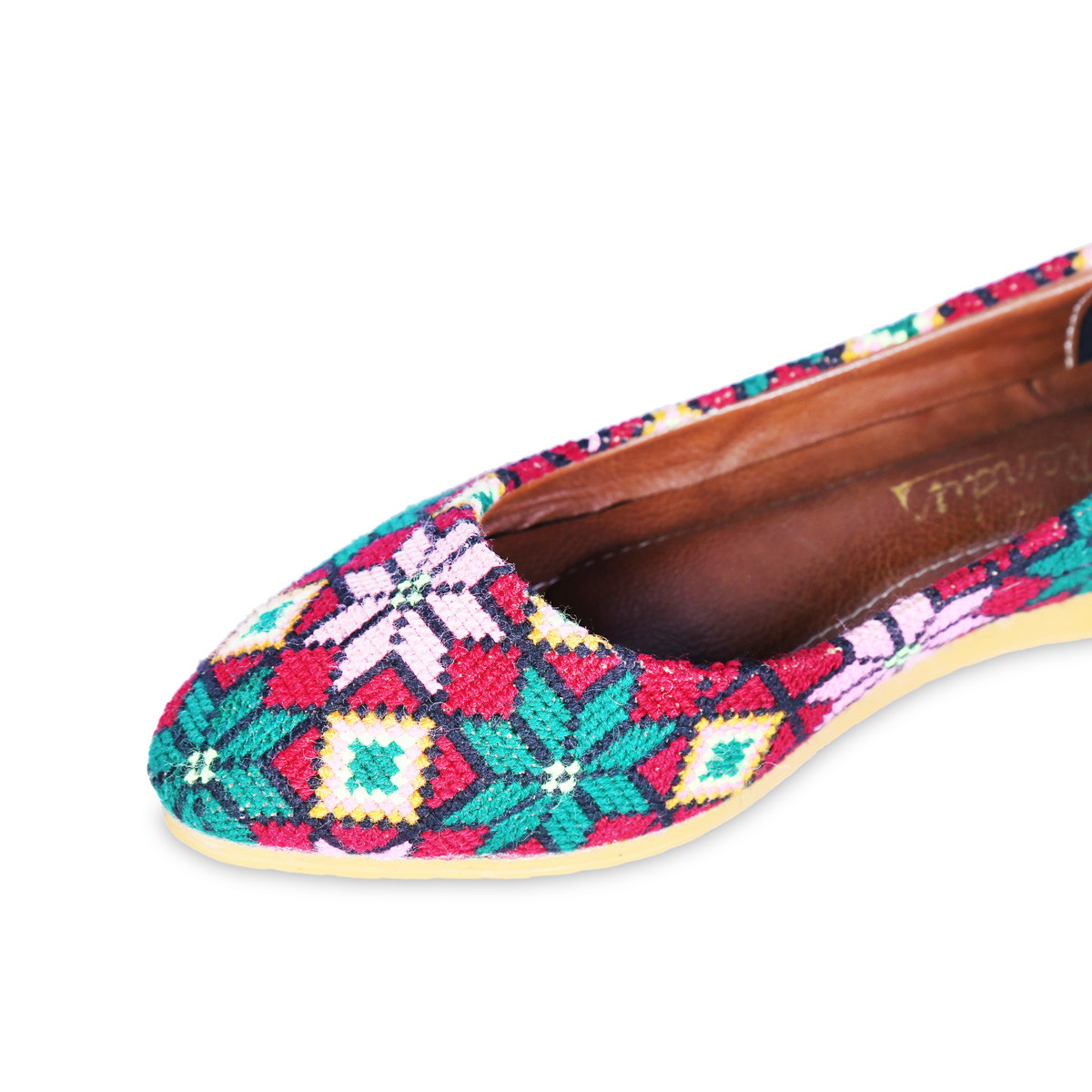 Graph Embroidered Flat Shoes | Hand-Stitched Ballet Flats 2