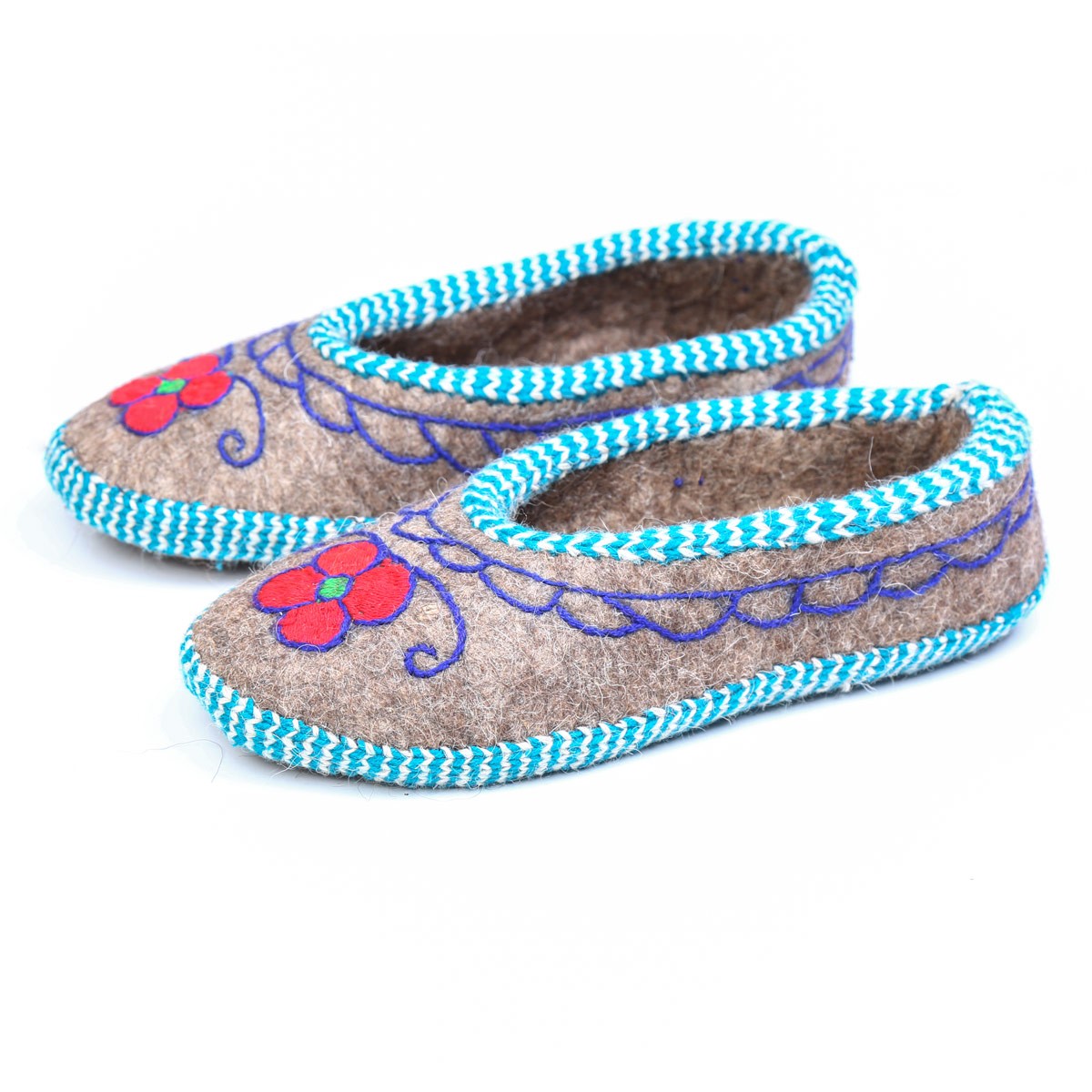 Warm Hand-Woven Shoe Pairs With Blue Borders | Barak Shoes 1