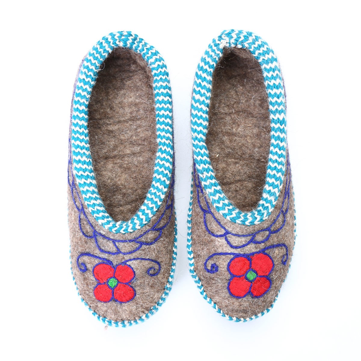 Warm Hand-Woven Shoe Pairs With Blue Borders | Barak Shoes 4