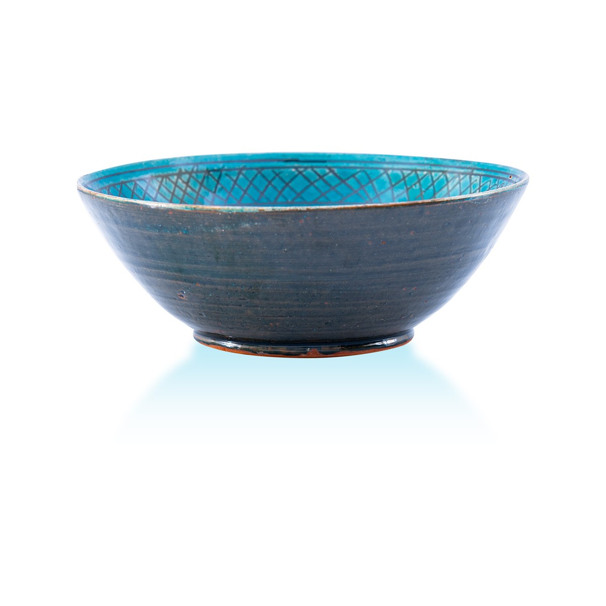 Istalif Ceramic Turquoise Bowl With Continental Hand-Drawn Illustrations 3