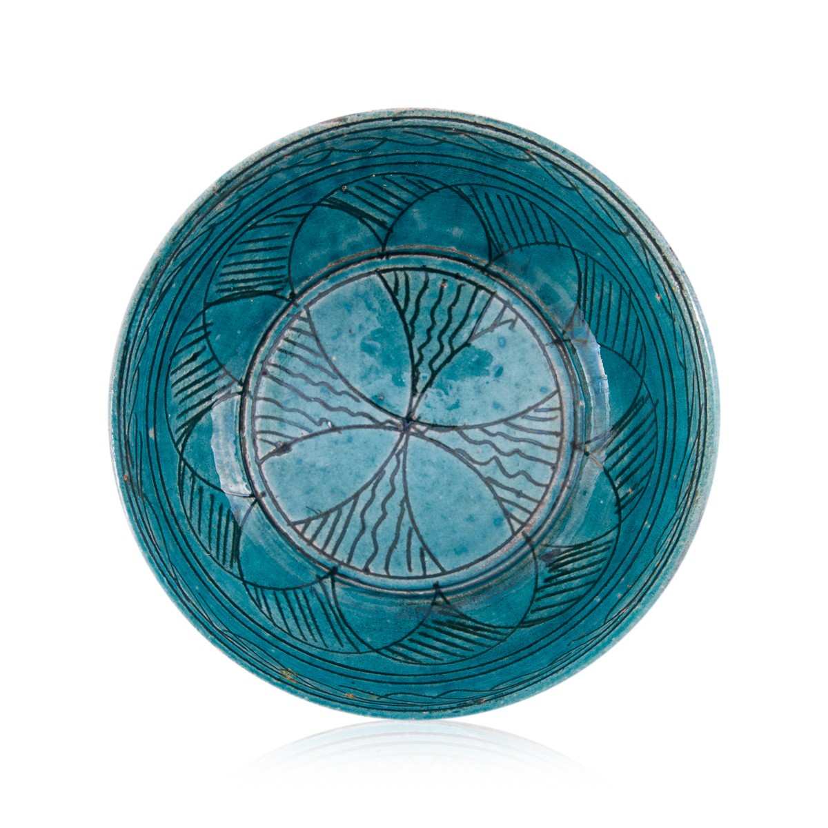 Small Clay Istalif Blue Ceramic Bowl With Oriental Handmade Patterns 1