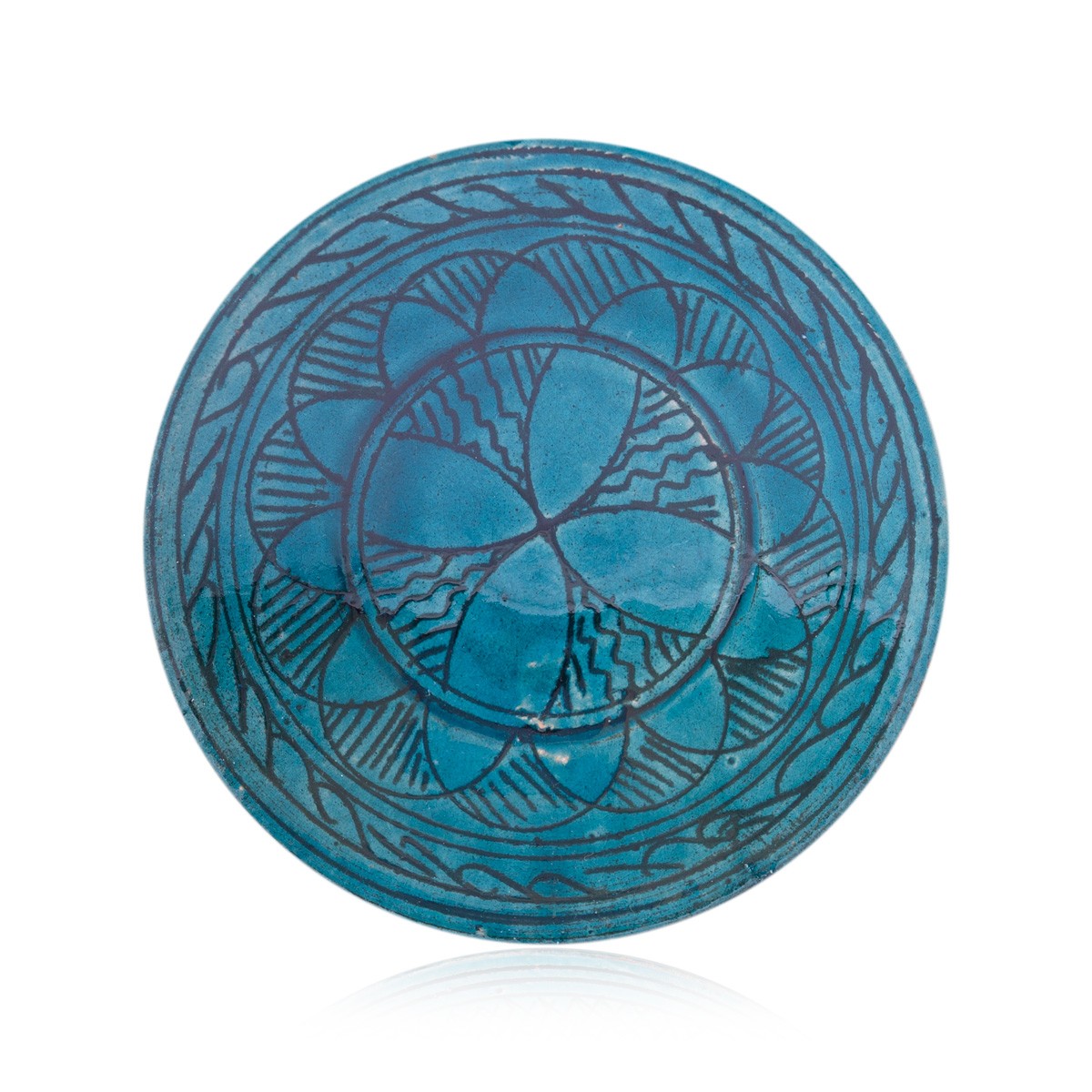 Istalif Blue Hand-Painted Turquoise Ceramic Plate 1