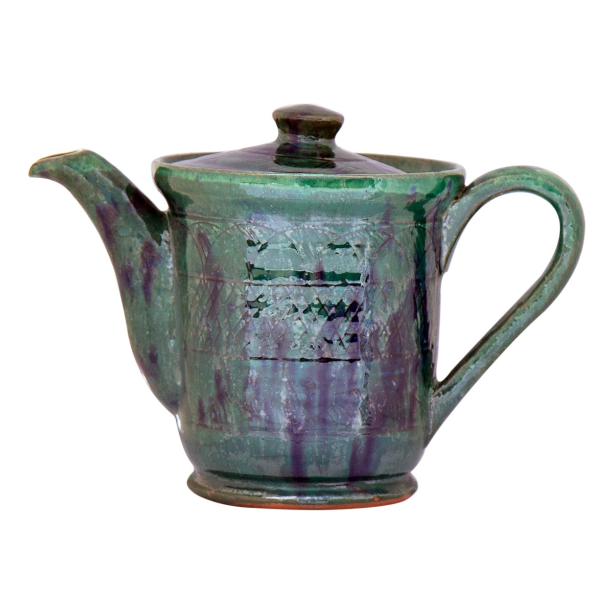 Istalif Ceramic Teapot With Green And Violet Speckles 2