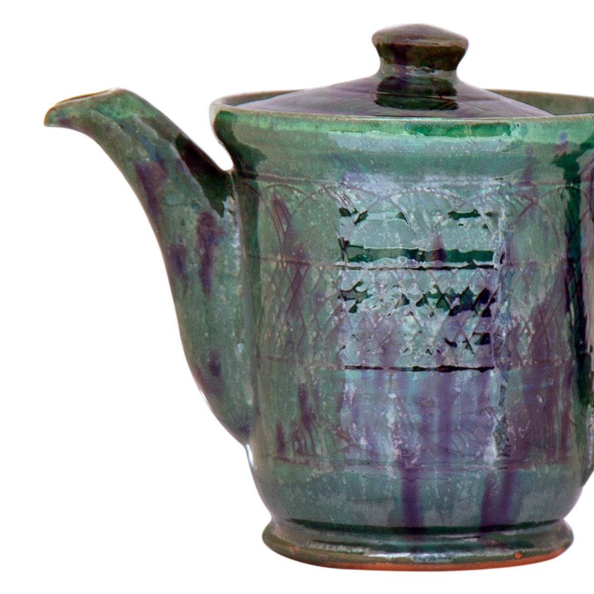 Istalif Ceramic Teapot With Green And Violet Speckles 1