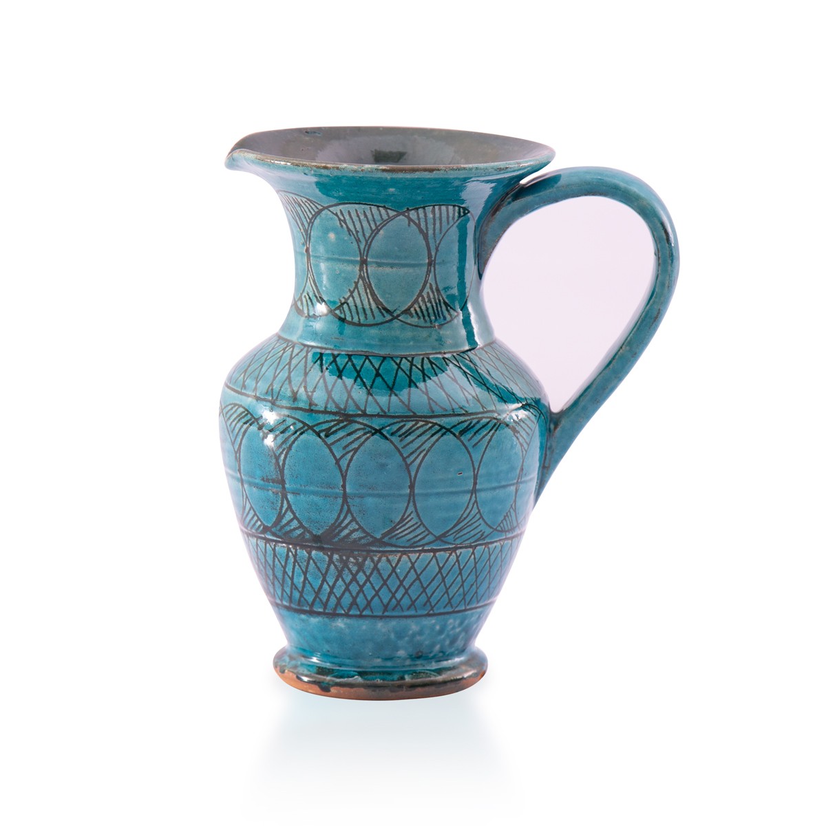 Turquoise Jug with Hand-Painted Circular Patterns 1