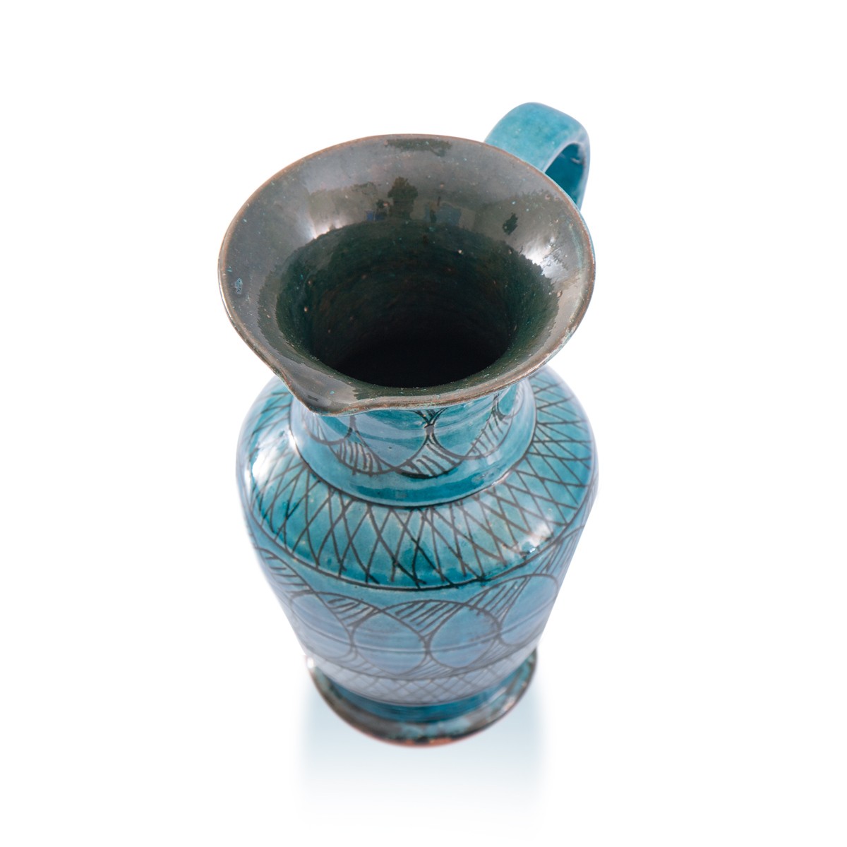 Turquoise Jug with Hand-Painted Circular Patterns 2