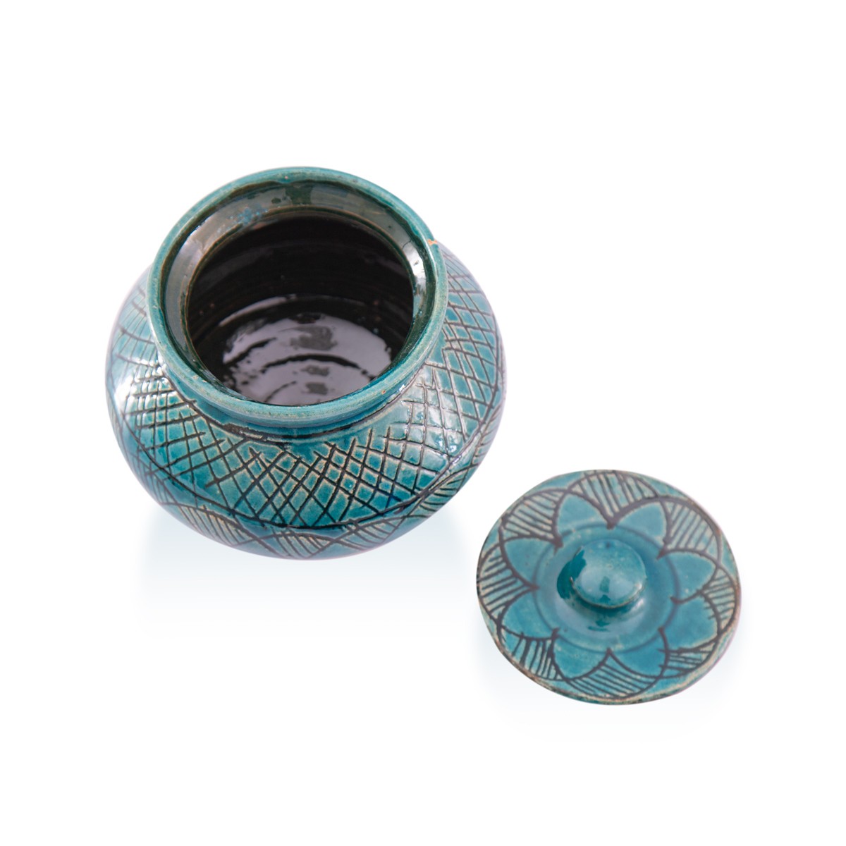 Istalif Blue Ceramic Clay Pot With Lid 2