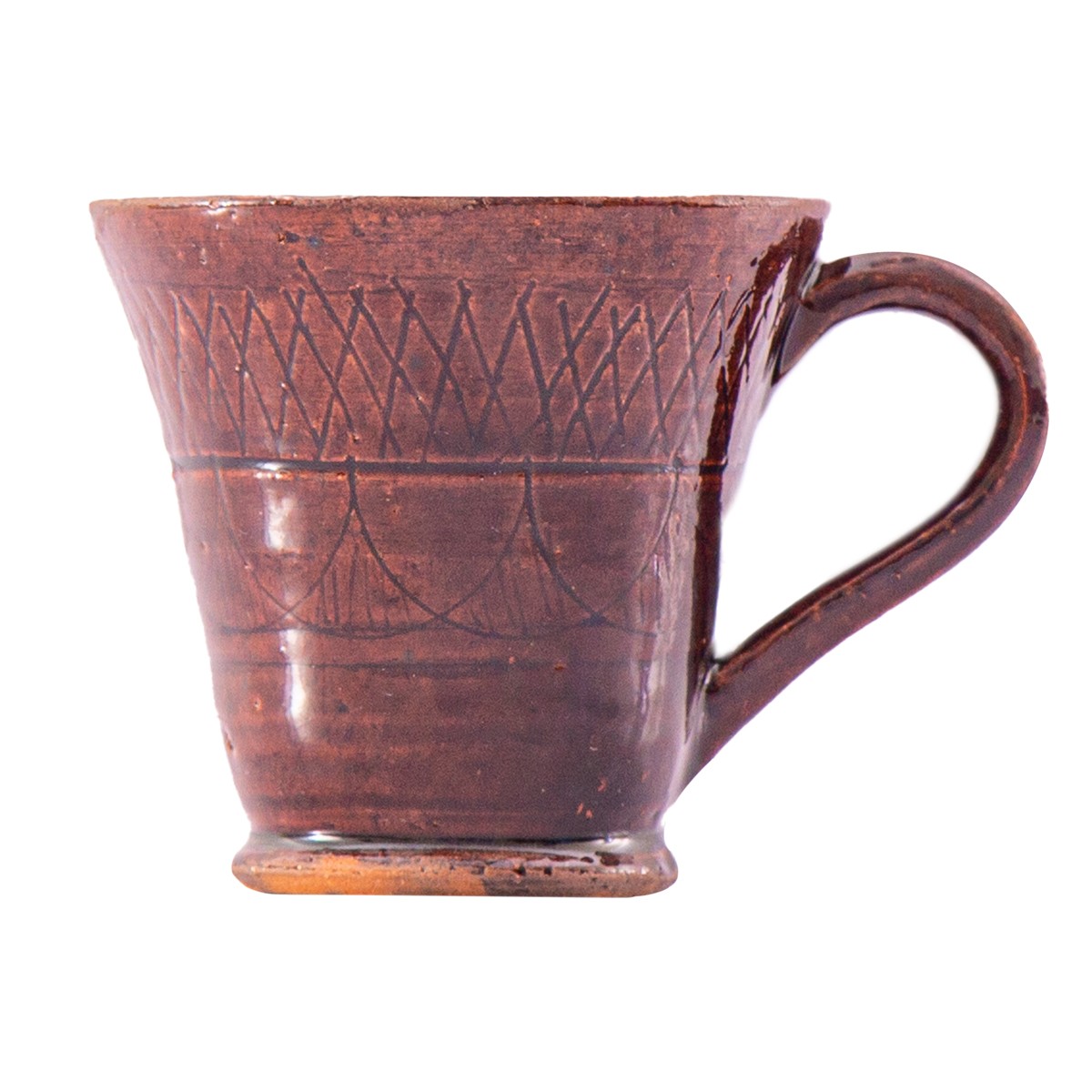 Pottery Water Glass with Oblique Patterns 1