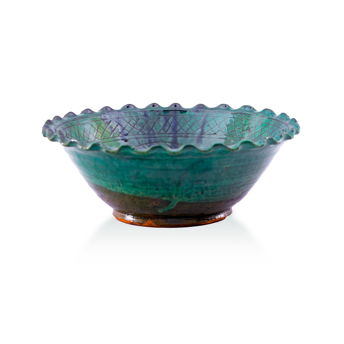 Turquoise Ceramic set of 4 Bowl s With Wavy Edges 1