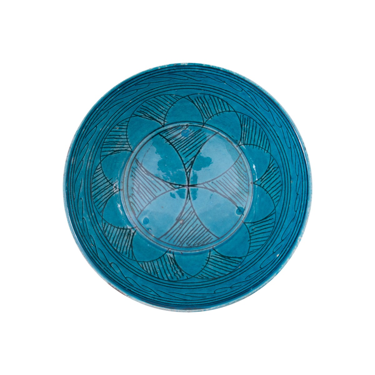 Istalif Medium Footed Clay Turquoise Handmade set of 4 Bowls 2