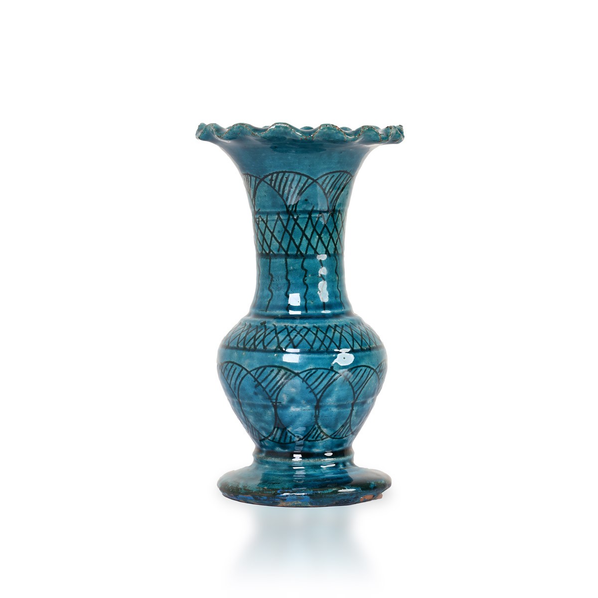 Istalif Ceramic Hand-Painted Turquoise Flower Vase 1