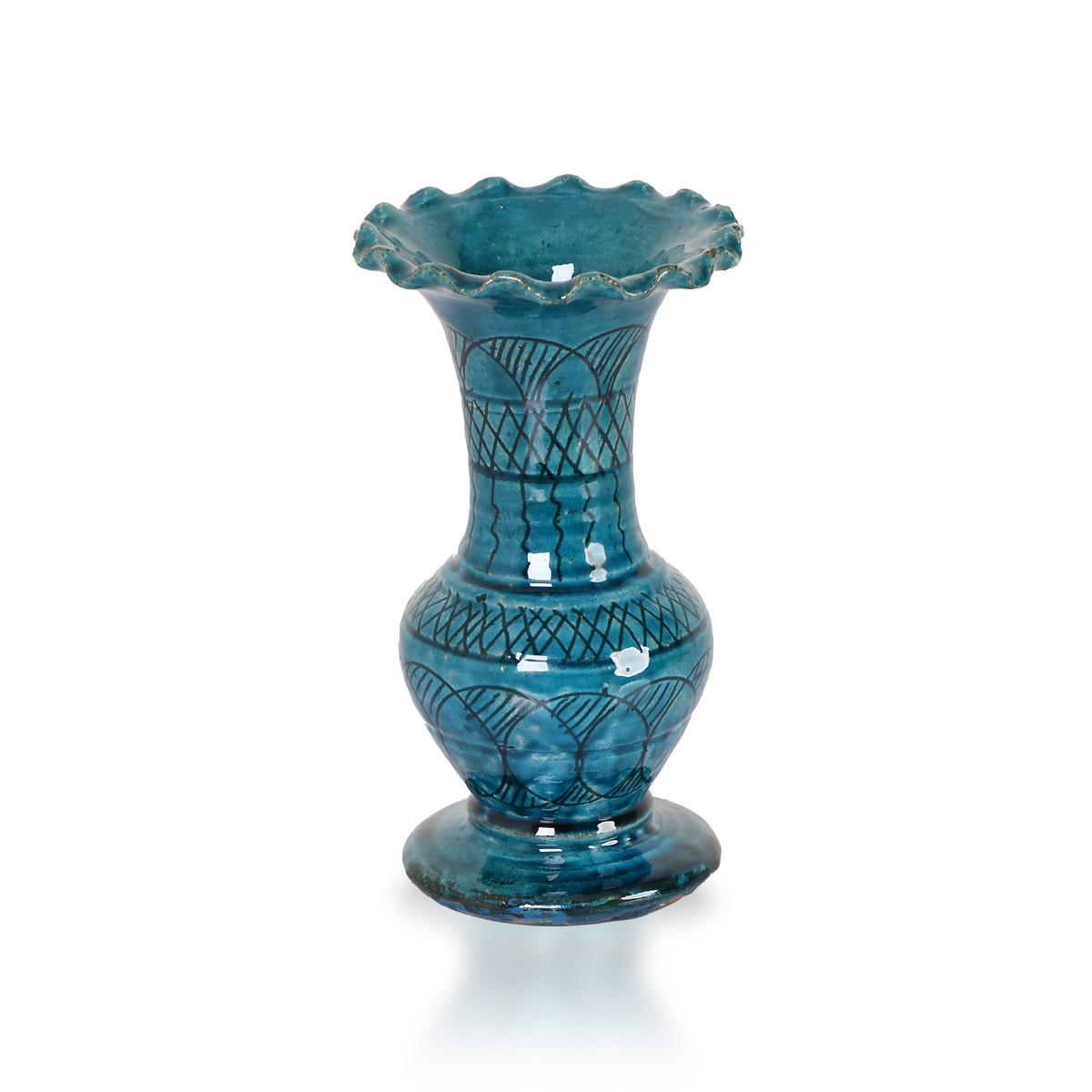 Istalif Ceramic Hand-Painted Turquoise Flower Vase 2