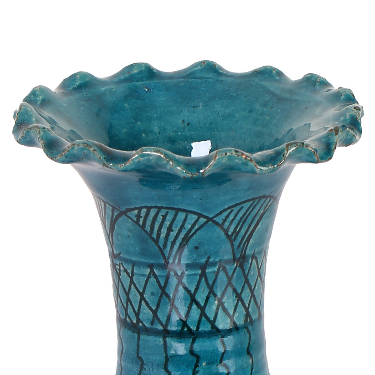 Istalif Ceramic Hand-Painted Turquoise Flower Vase 3