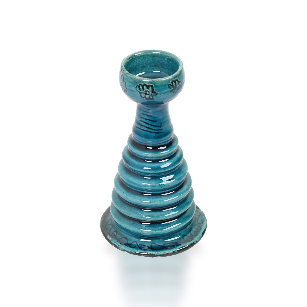 Istalif Turquoise Speckled Pottery Ceramic Candle Holder 2