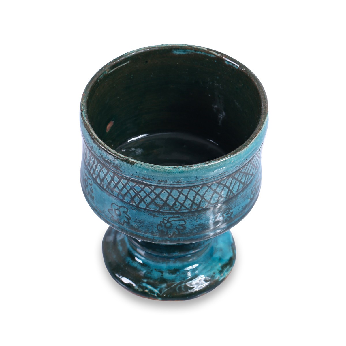 Hand-Printed Turquoise Ceramic Cookie Holder | Istalif Pottery 2