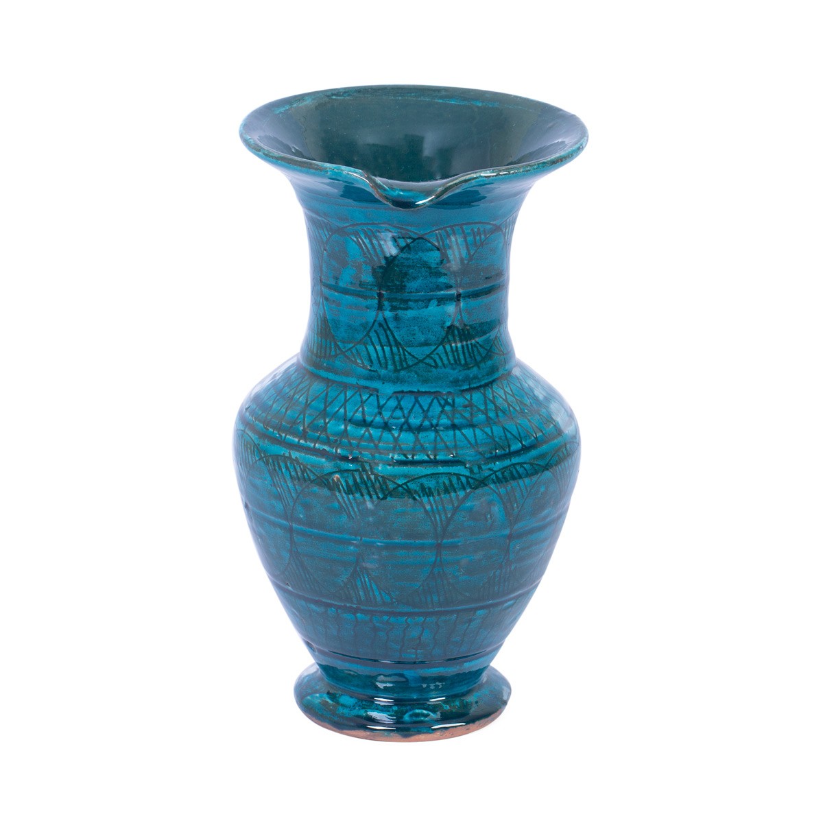 Blue Hand-Printed Ceramic Water Jug Handmade Afghan Pottery 2