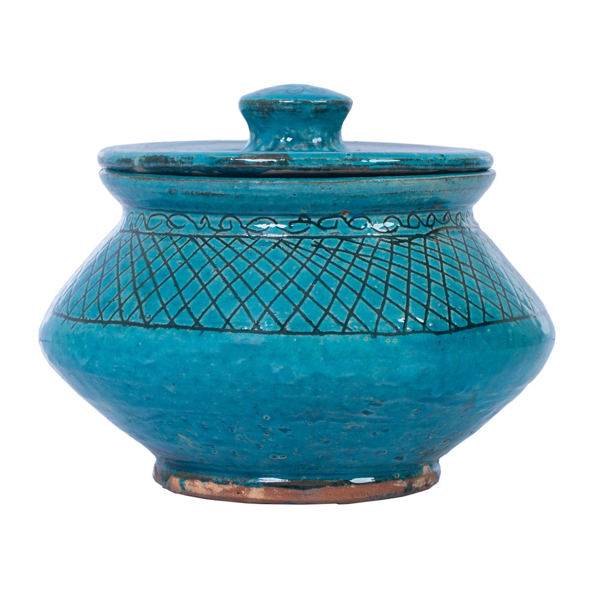 Handmade Footed Yogurt Ceramic Bowl with Lid | Istalif Pottery 3