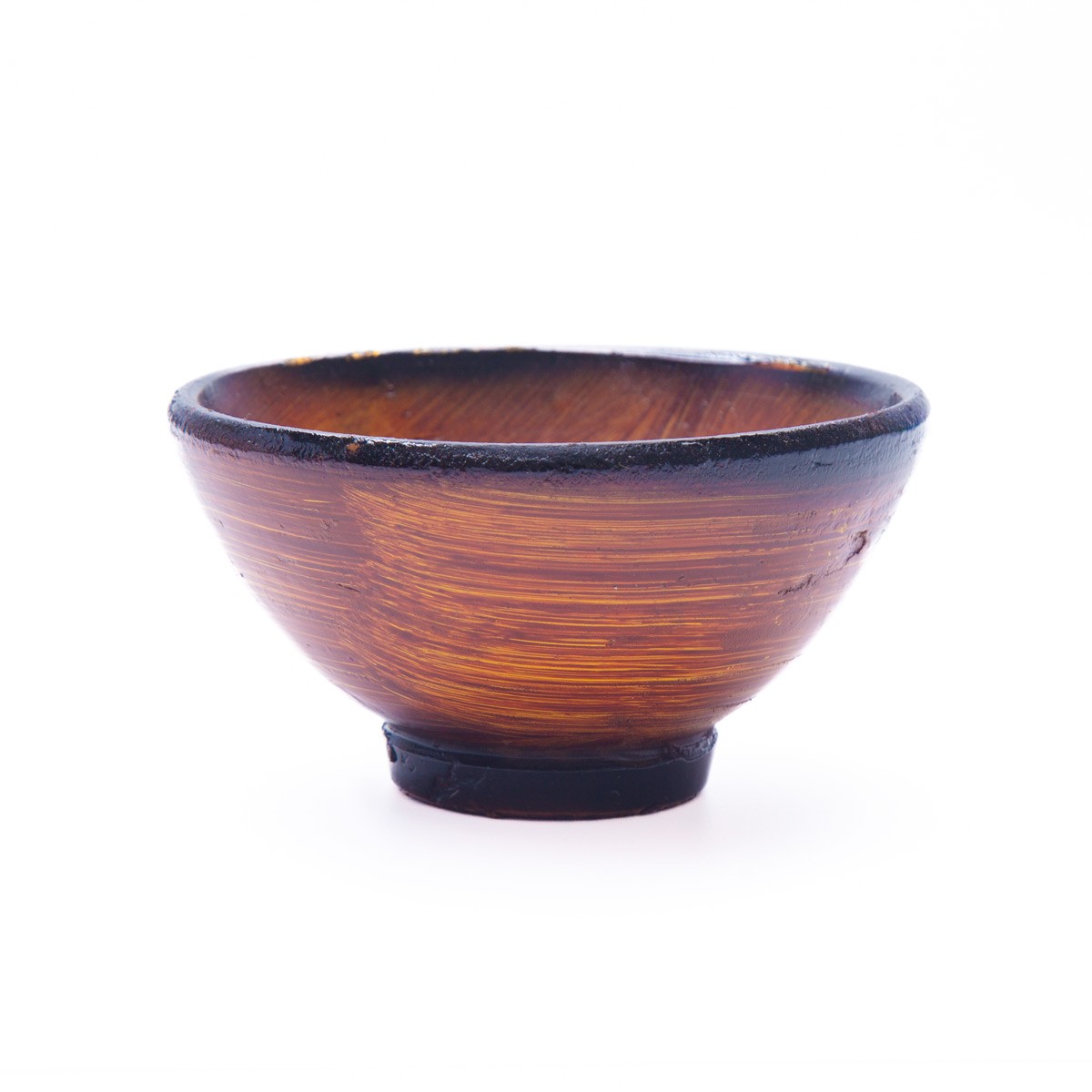 Ceramic Black & Brown Hand-Printed Footed Bowl 1