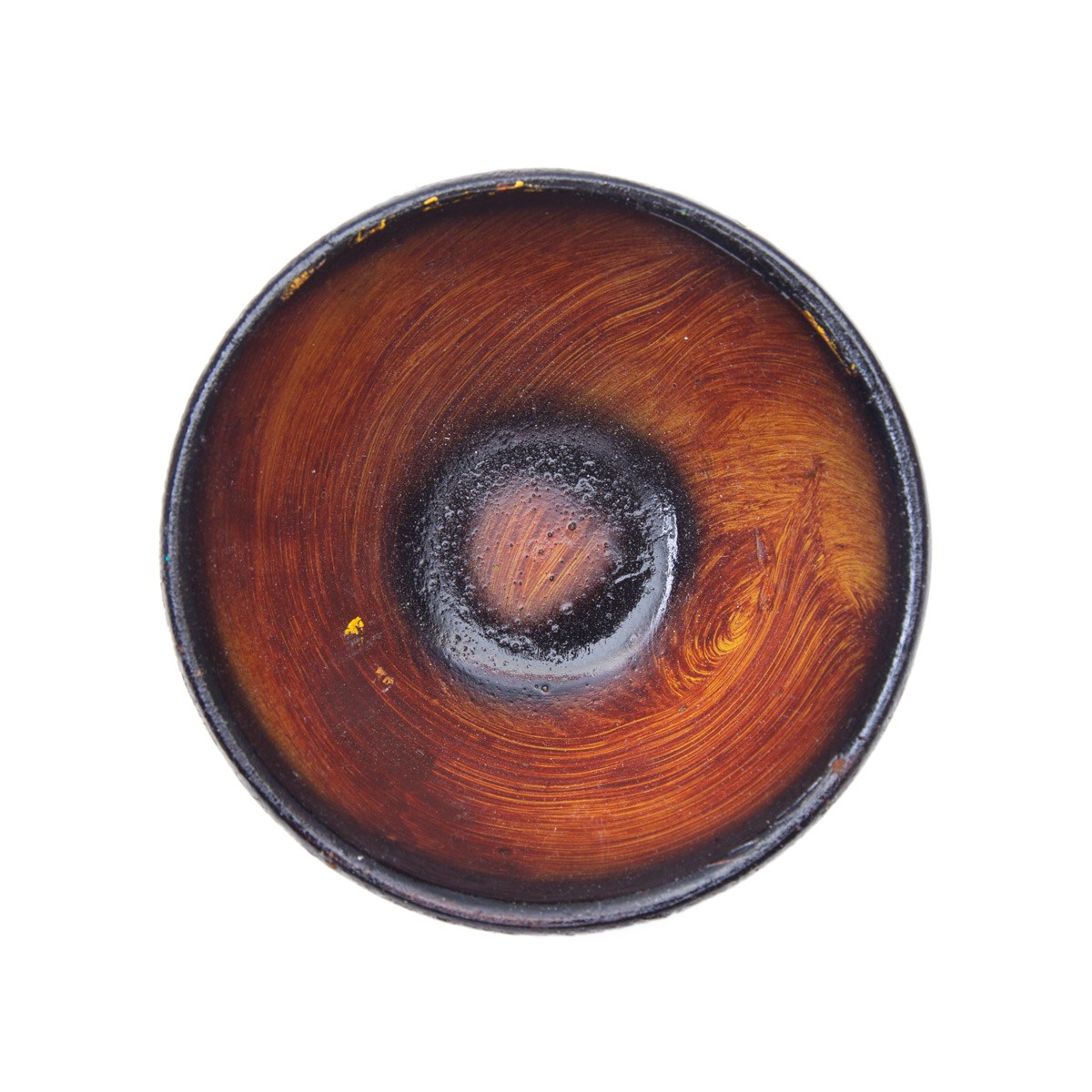 Ceramic Black & Brown Hand-Printed Footed Bowl 3