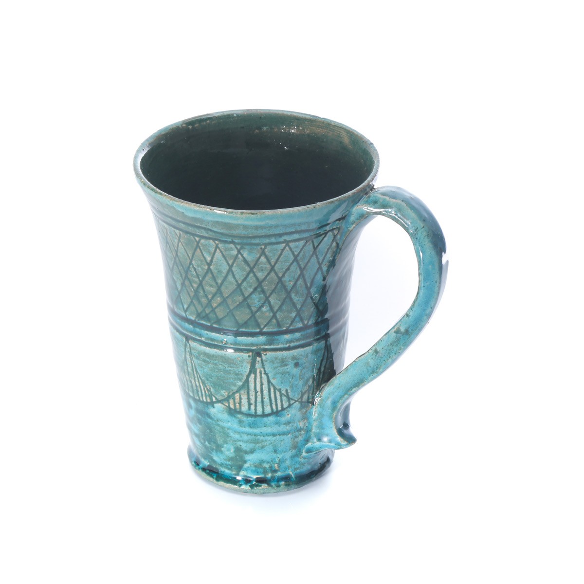 Brown Footed Glass | Handmade Glass With Black Prints 1
