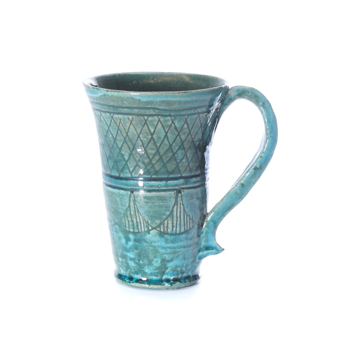 Brown Footed Glass | Handmade Glass With Black Prints 2