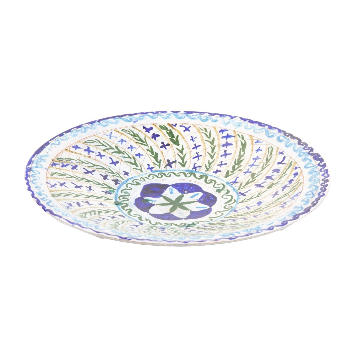 White Flat Fresh Fruit Ceramic Plate | Hand-Painted Traditional Patterned Plate 1