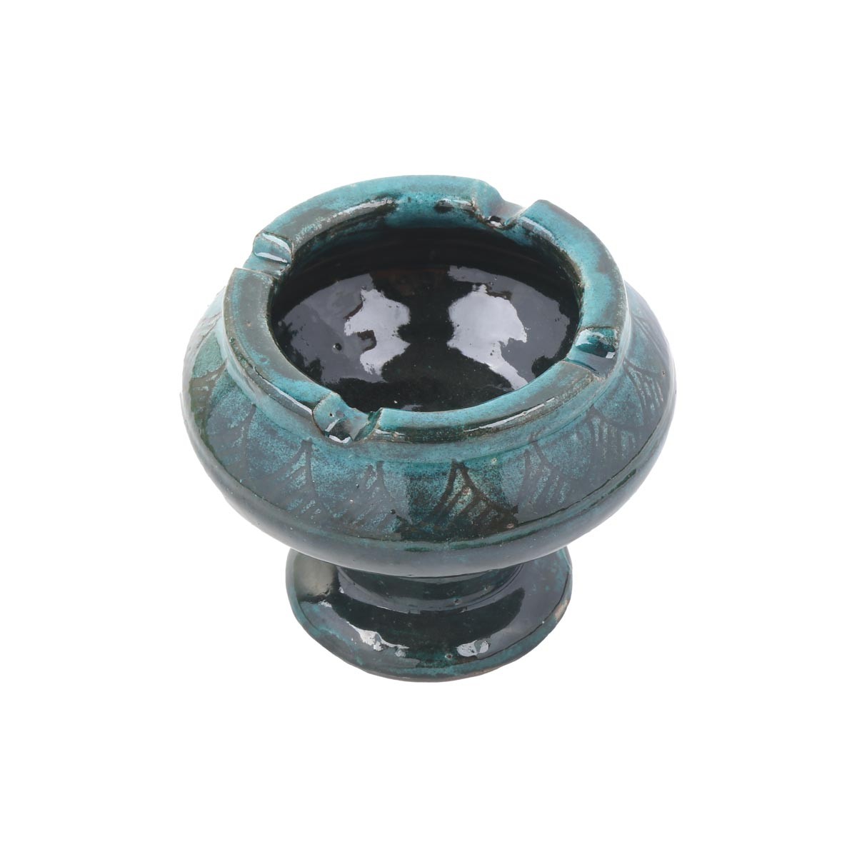 Green Ceramic Ash Tray | Handmade Rustic Ceramic Footed Ash Bowl 2