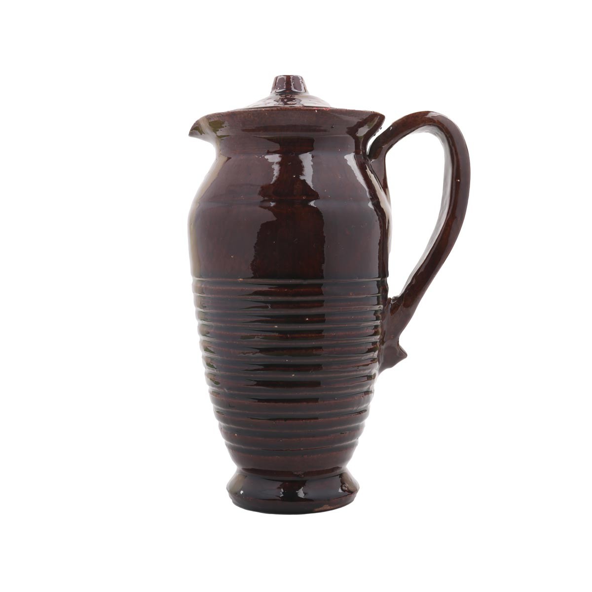 Chocolate Brown Ceramic Pot | Handmade Rustic Handled Pot 1