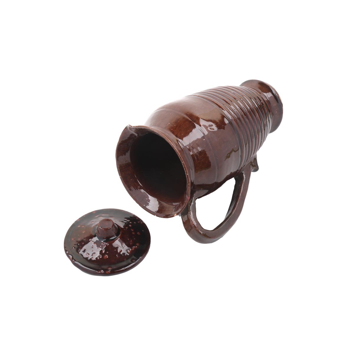 Chocolate Brown Ceramic Pot | Handmade Rustic Handled Pot 3