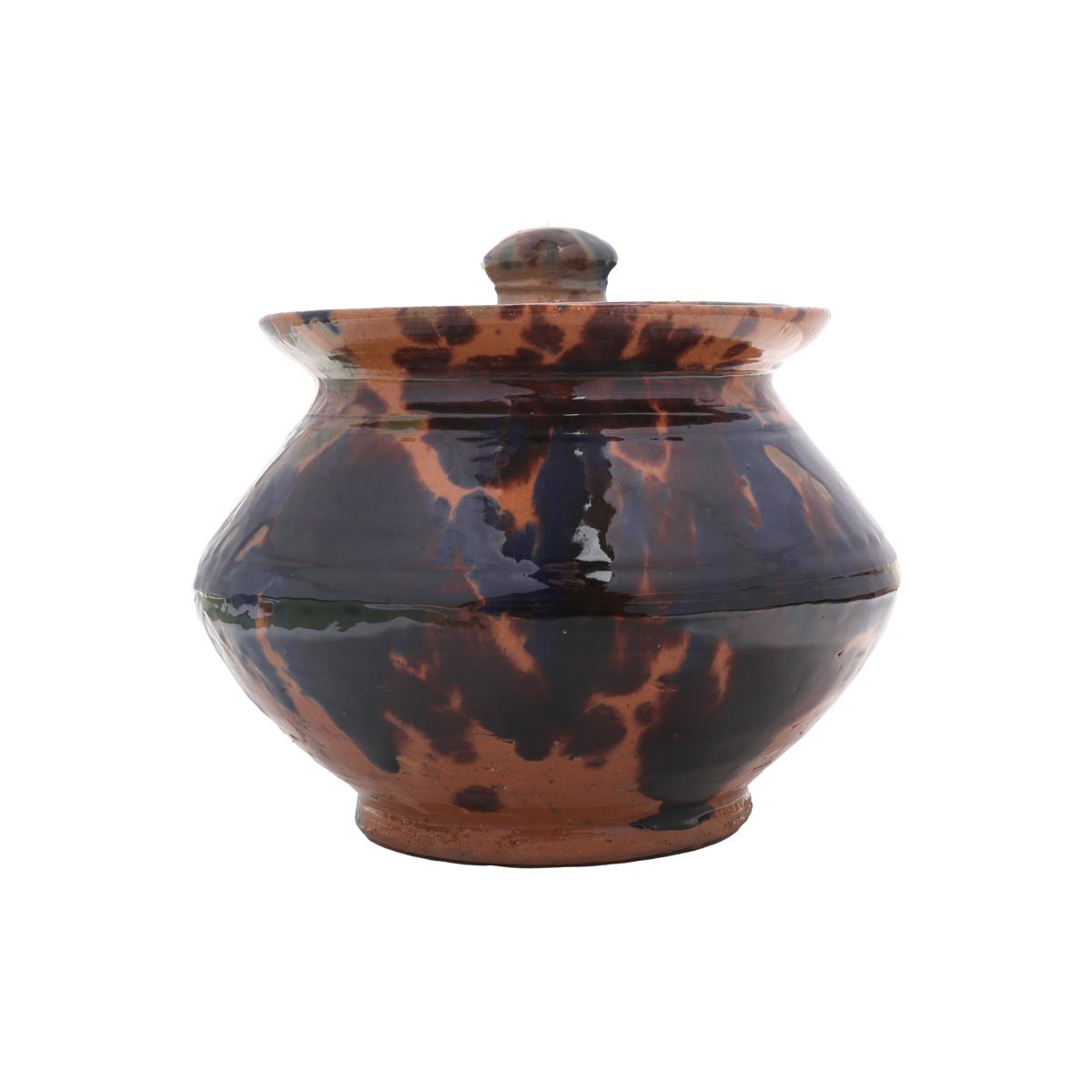 Black & Brown Ceramic Serving Dish | Handmade Rustic Pot with Lid 1