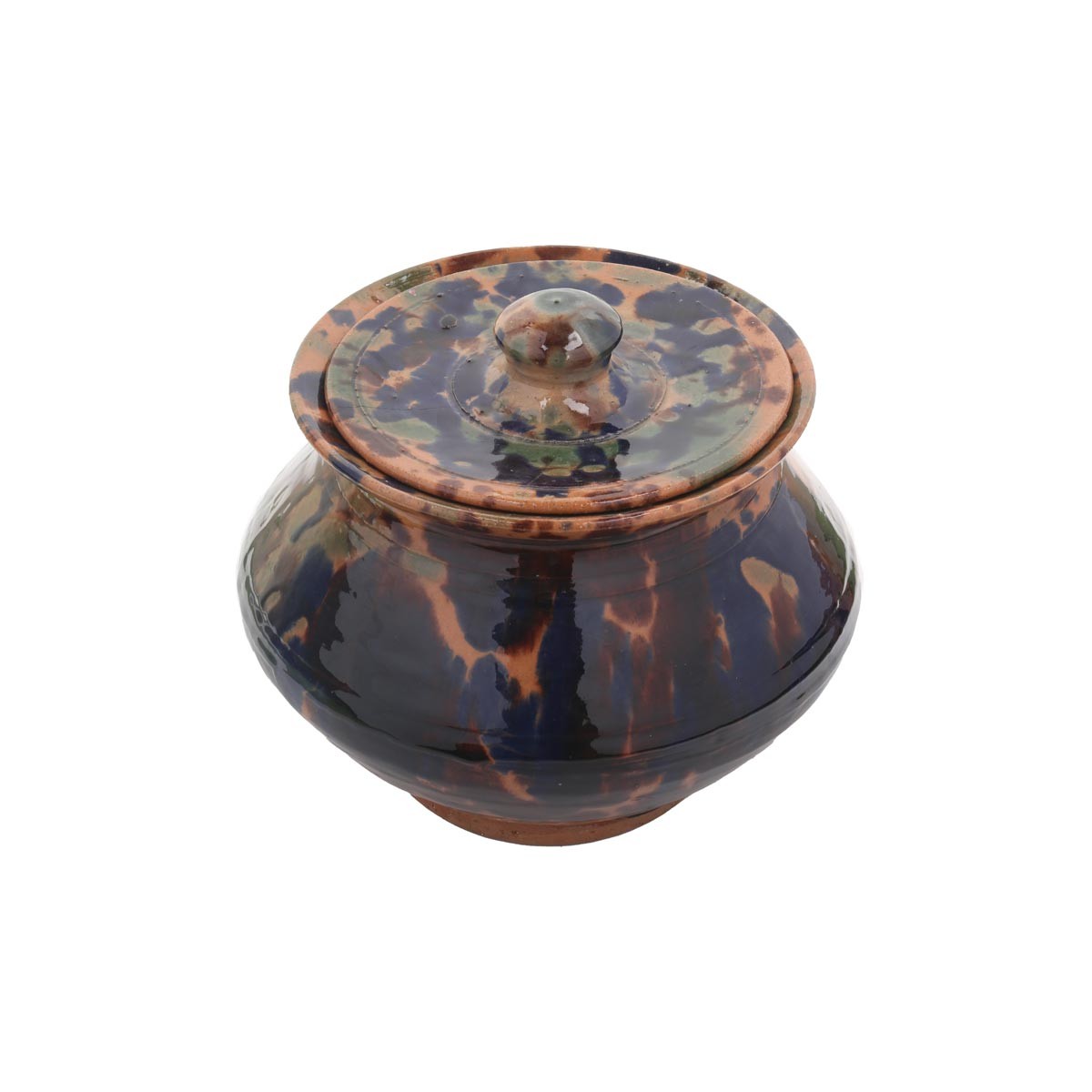 Black & Brown Ceramic Serving Dish | Handmade Rustic Pot with Lid 2