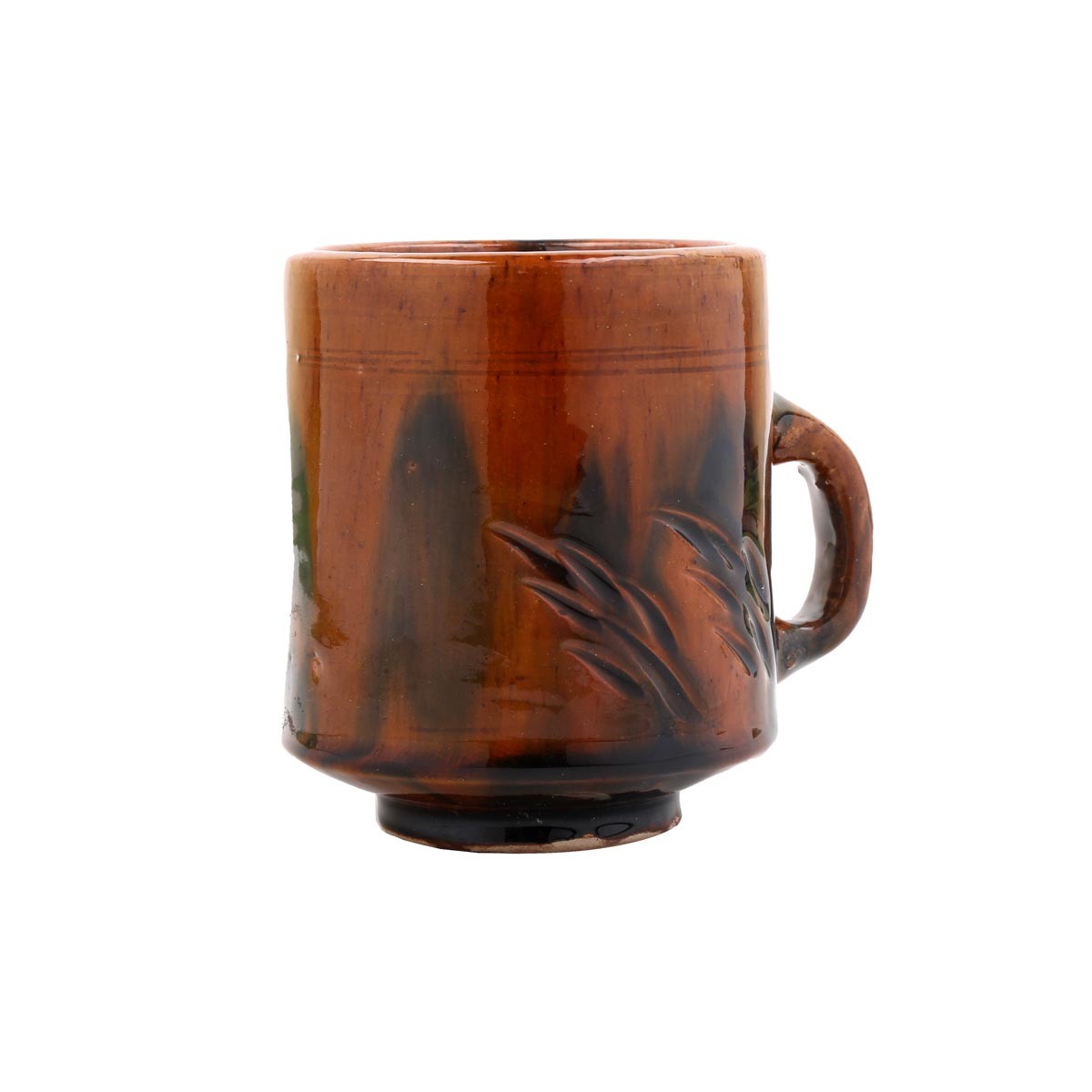 Brown Ceramic Coffee Glass | Petal Engraved Handmade Glass 1