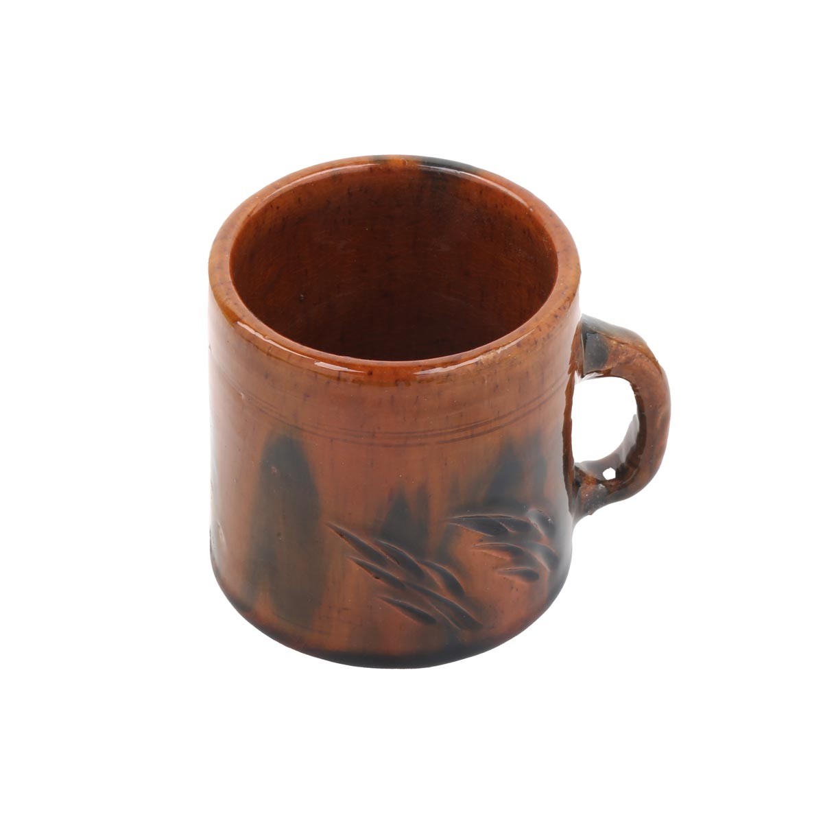 Brown Ceramic Coffee Glass | Petal Engraved Handmade Glass 2