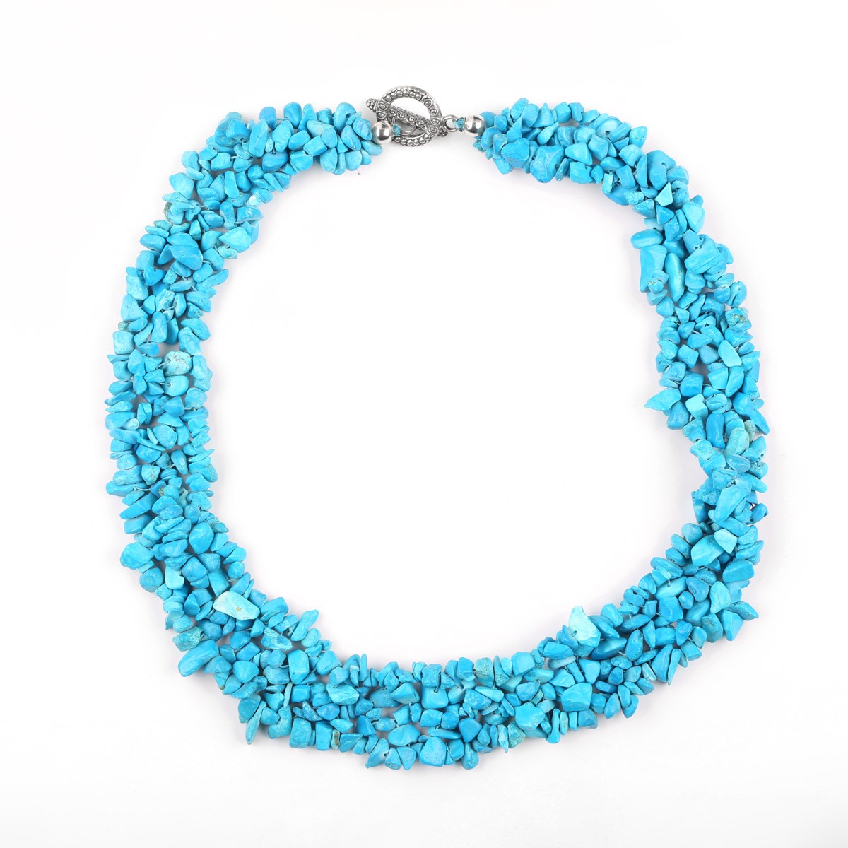 Blue Turquoise Set | Braided Choker With Hook Earrings and Bracelet 2