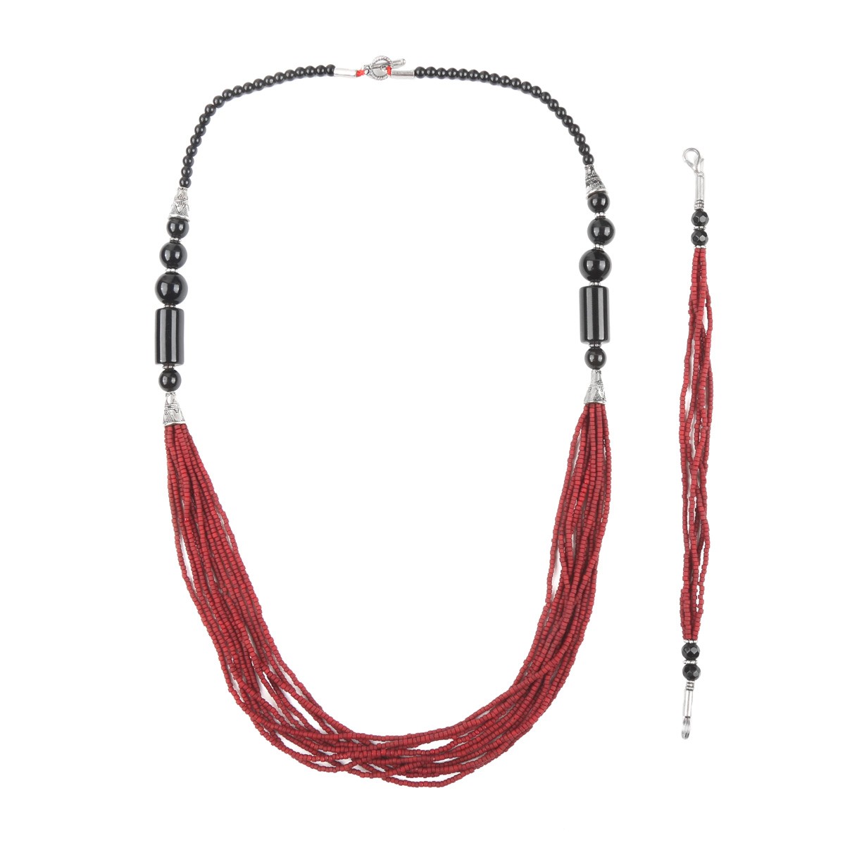 Agate Stone Jewelry Set | Multi-Layered Necklace With Bracelet 1