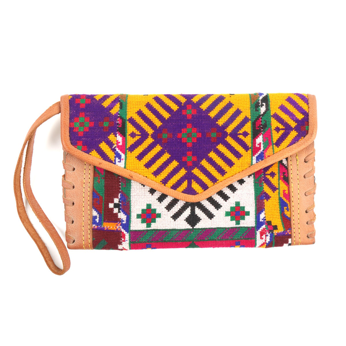 Flip Embroidered Handbag | Leather Clutch Purse 1