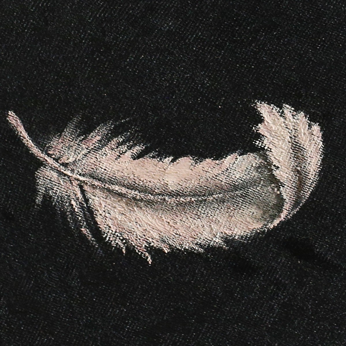 White Feather on Black Background Painting 2