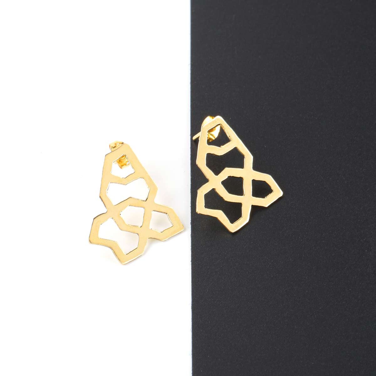Bronze Studs | Golden Engraved Studs 2