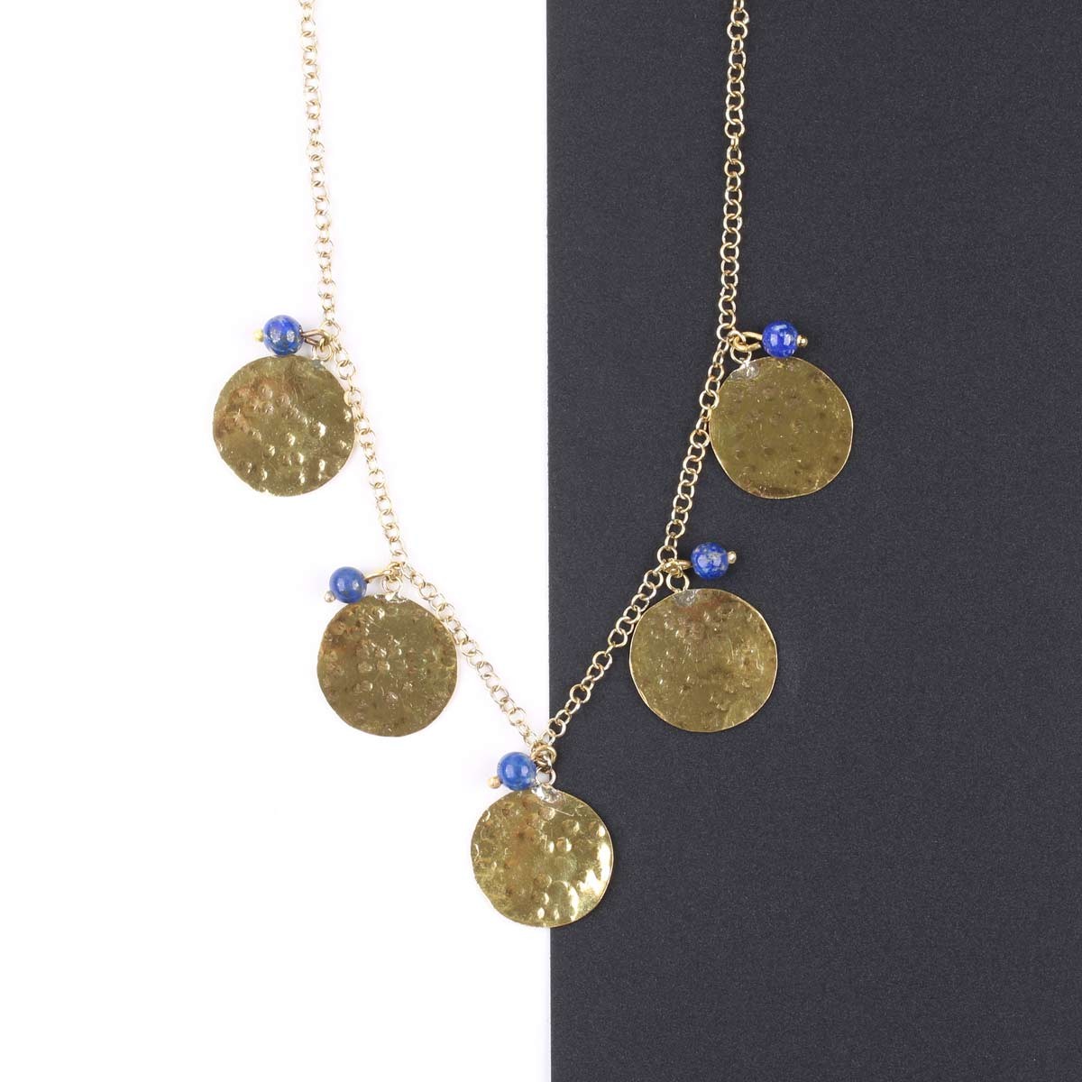 Golden Coin Necklace | Lapis Station Pendant 1
