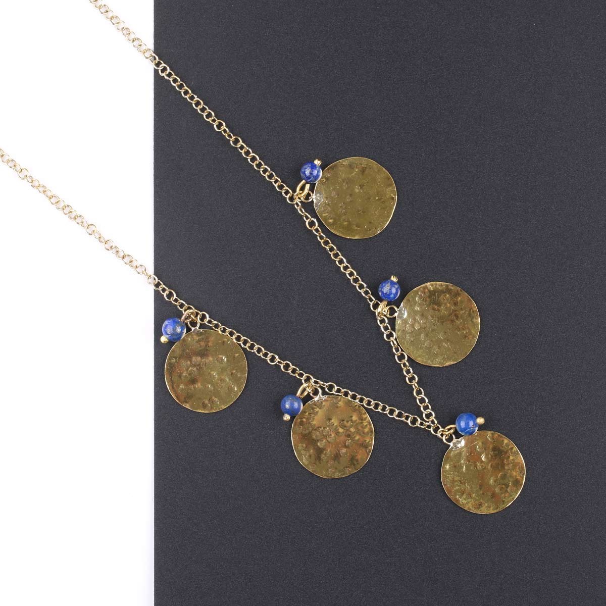 Golden Coin Necklace | Lapis Station Pendant 2