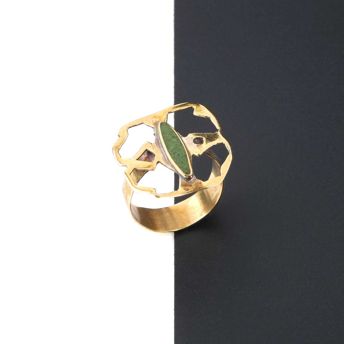 Chrysocolla Golden Ring | Bronze Flat Ring 1
