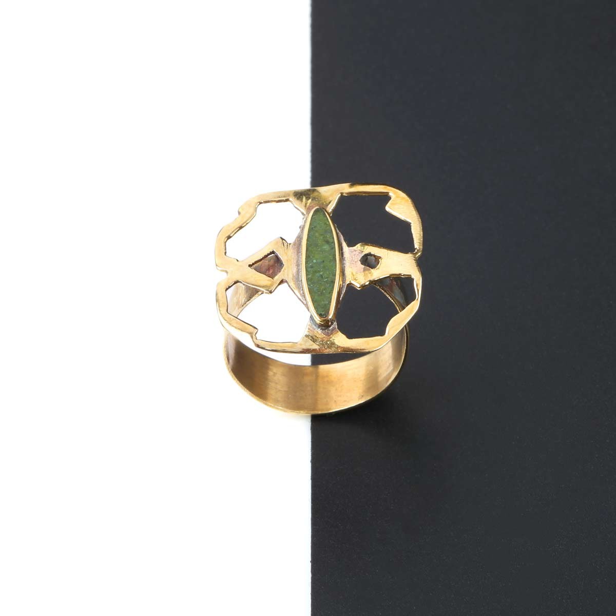 Chrysocolla Golden Ring | Bronze Flat Ring 2