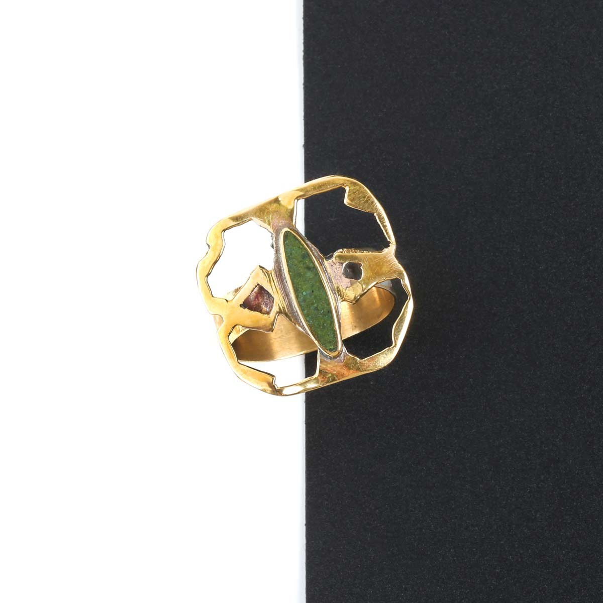 Chrysocolla Golden Ring | Bronze Flat Ring 3