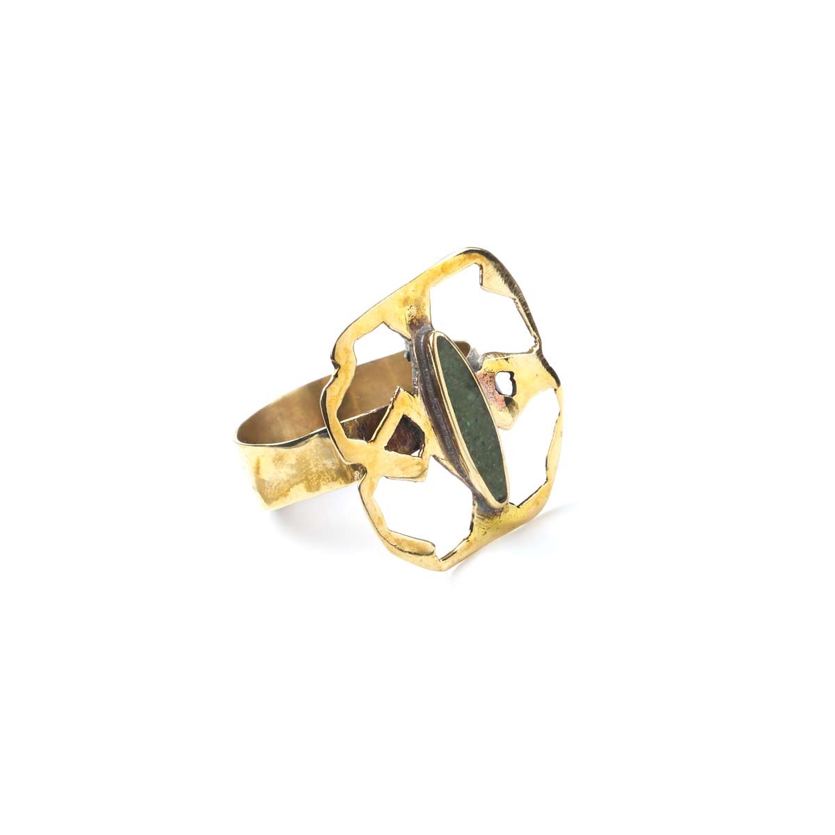 Chrysocolla Golden Ring | Bronze Flat Ring 4