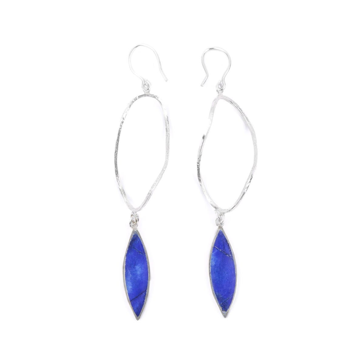 Lapis Stone Hook Earrings | Silver Dangle Earrings 3