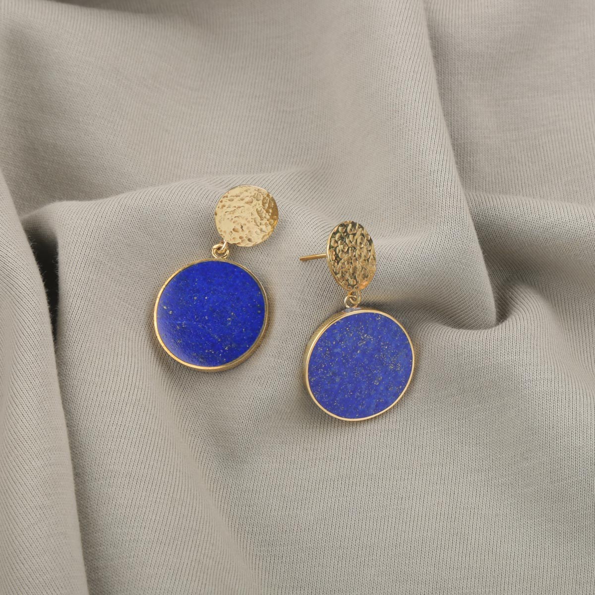 Lapis Lazuli Dangle Studs | Gold-Plated Drop Studs 1