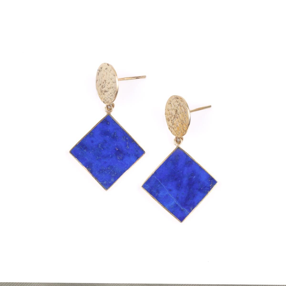 Lapis Lazuli Marquise Stud Earrings | Gold-Plated Dangle Studs 2