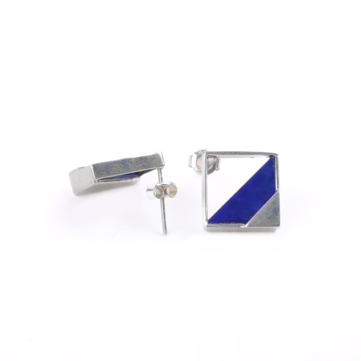 Lapis Lazuli Marquise Jewelry Set | Silver Necklace with Studs 4