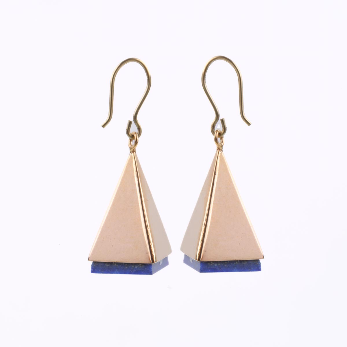 Lapis Lazuli Wire-Hook Earrings | Gold-Plated Triangle Earrings 3